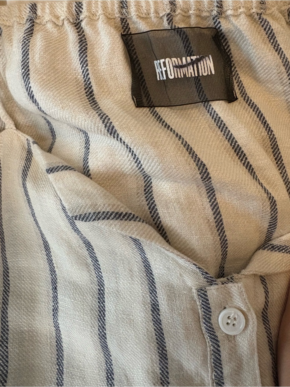 Reformation Linen Striped Cold-Shoulder Maxi Dress - Picture 3 of 11